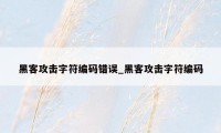 黑客攻击字符编码错误_黑客攻击字符编码
