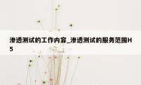 渗透测试的工作内容_渗透测试的服务范围H5