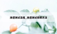 渗透测试流程_渗透测试按照方法
