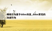 哪些行为属于ddos攻击_ddos常见的攻击行为