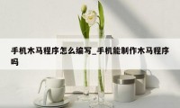 手机木马程序怎么编写_手机能制作木马程序吗