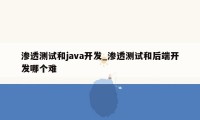 渗透测试和java开发_渗透测试和后端开发哪个难