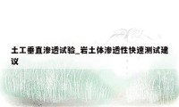 土工垂直渗透试验_岩土体渗透性快速测试建议